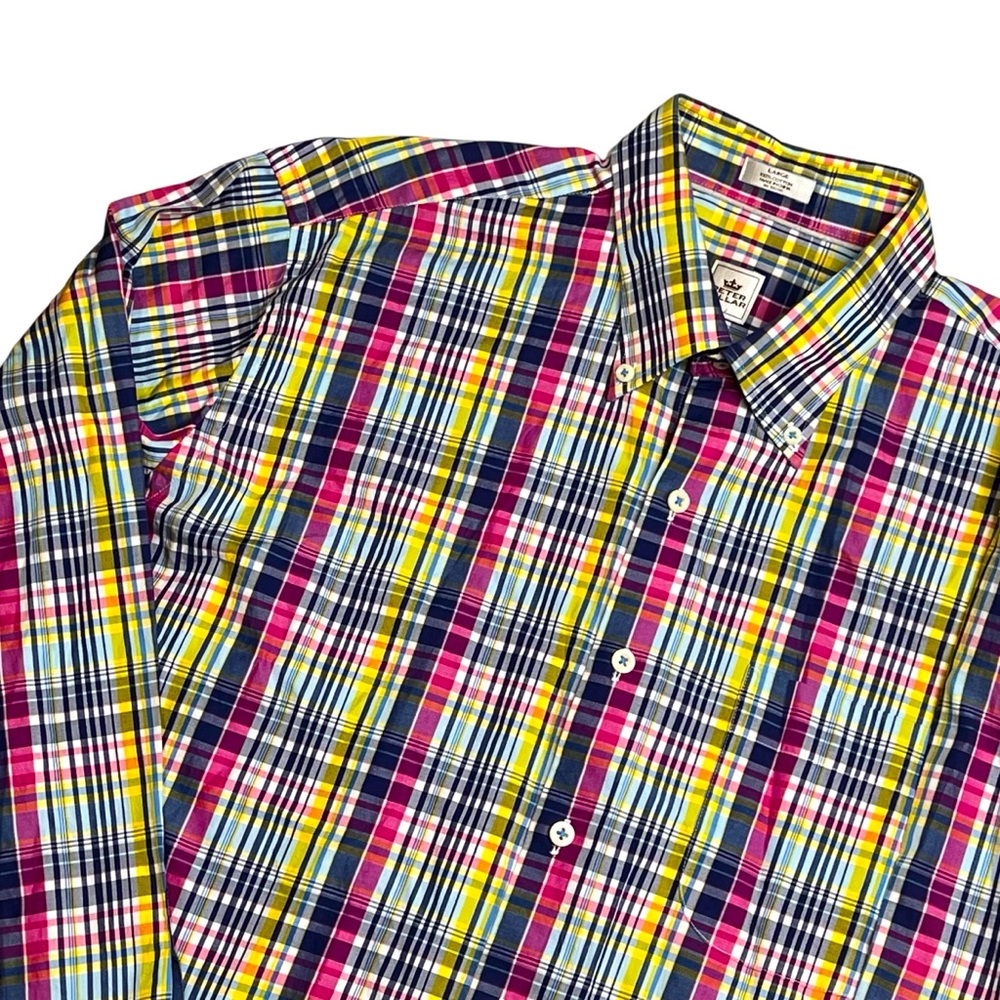 Peter Millar Cotton Long Sleeve button up plaid shirt‎ Men’s size Large